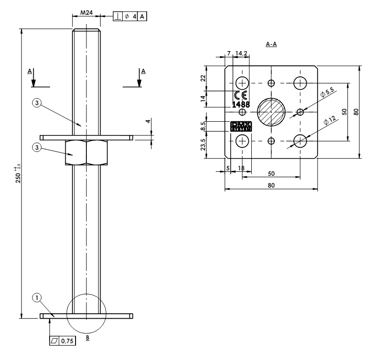 Rozměry otvorů PSR80M24